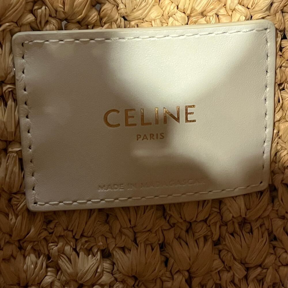CELINE Classic Panier Natural White Raffia and Calfskin Hobo Bag - Picture 8 of 14